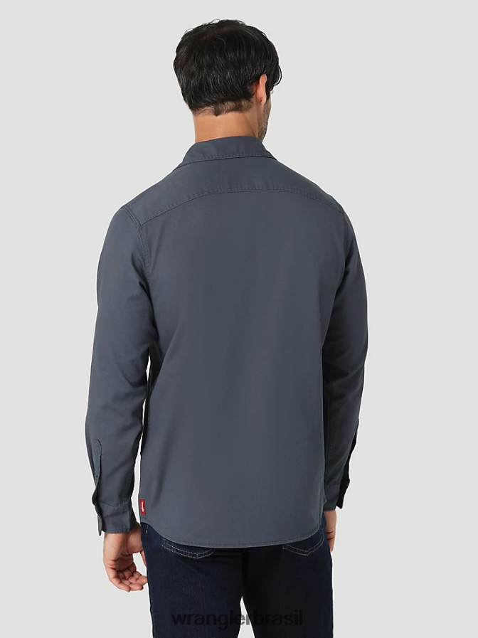Wrangler camisa sarja/jeans manga longa ombre azul (112324399) homens roupas 00LN6N374