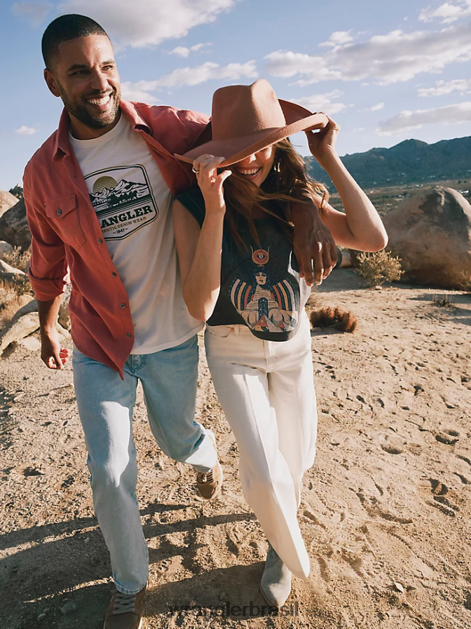 Wrangler camisa sólida retrô premium de manga comprida com botões vermelho salmão (112324852) homens roupas 00LN6N303