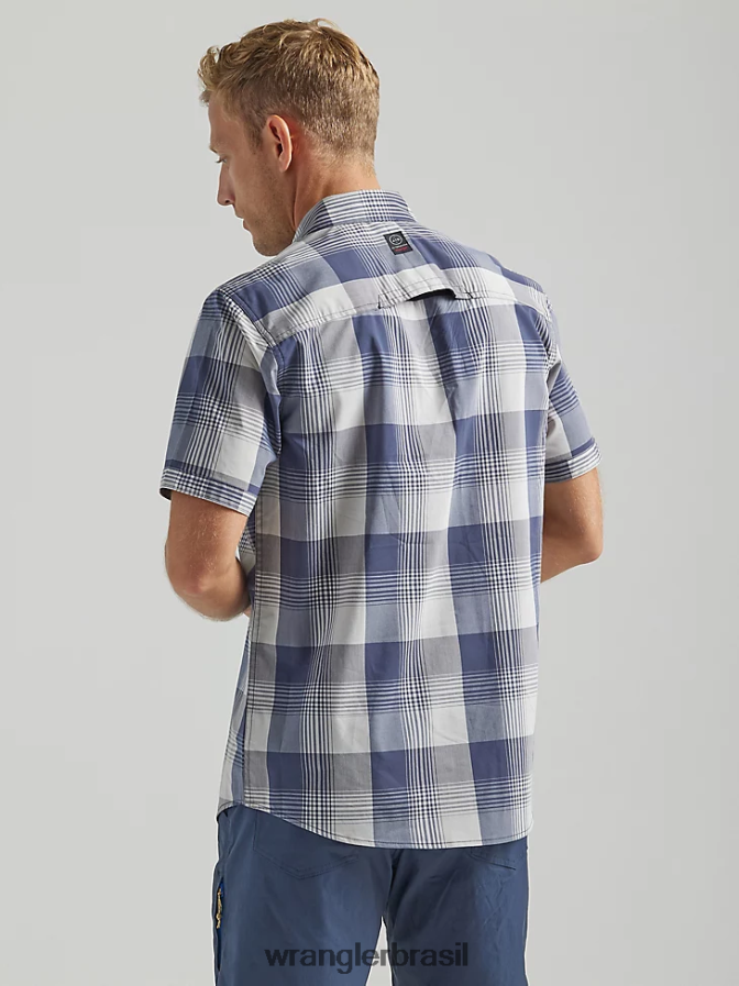 Wrangler camisa xadrez com bolso com zíper assimétrico atg névoa (112333854) homens roupas 00LN6N634