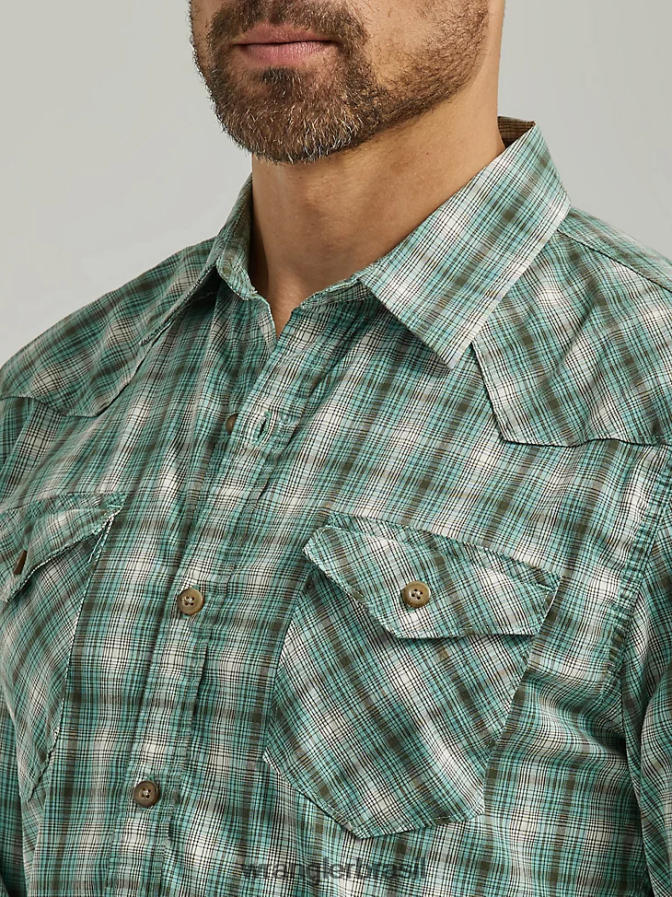 Wrangler camisa xadrez com lavagem cowboy cantão (112330910) homens roupas 00LN6N413
