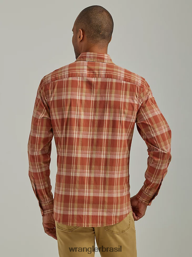 Wrangler camisa xadrez com lavagem cowboy tempero árabe (112330927) homens roupas 00LN6N412