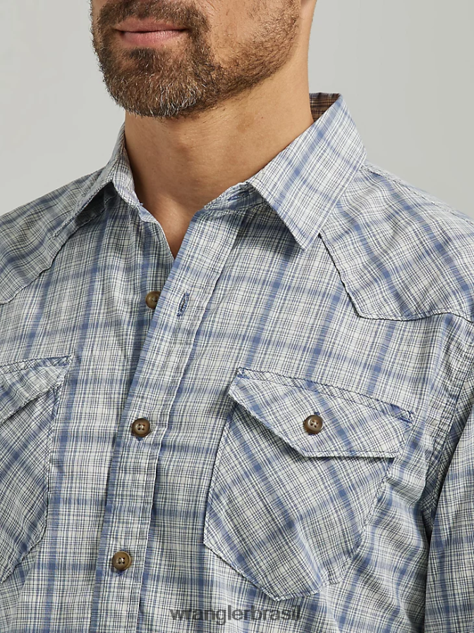Wrangler camisa xadrez com lavagem cowboy índigo vintage (112330911) homens roupas 00LN6N414