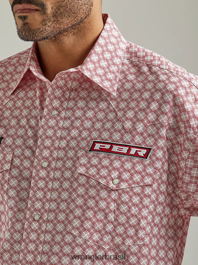 Wrangler camisa xadrez de manga curta com estampa ocidental da moda azul bebê (112324654) homens roupas 00LN6N457