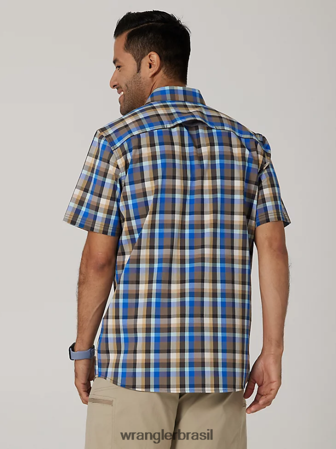 Wrangler camisa xadrez ecológica de manga curta para acampamento beira-mar ametista (112336151) homens roupas 00LN6N400