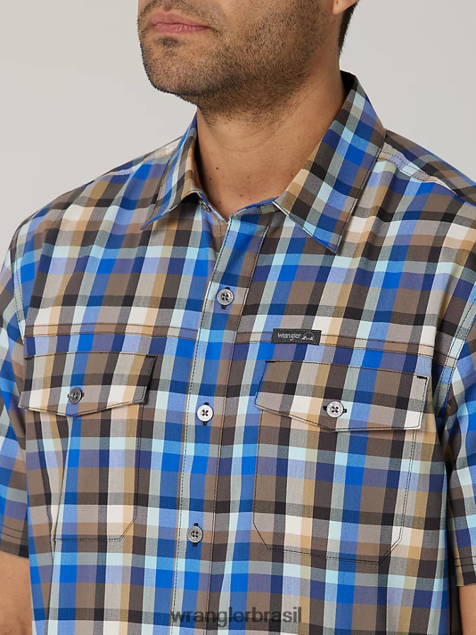 Wrangler camisa xadrez ecológica de manga curta para acampamento beira-mar ametista (112336151) homens roupas 00LN6N400