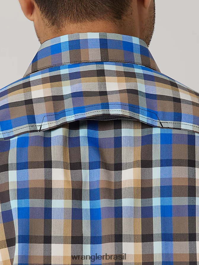 Wrangler camisa xadrez ecológica de manga curta para acampamento beira-mar ametista (112336151) homens roupas 00LN6N400