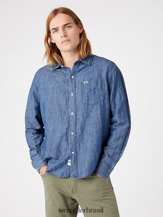 Wrangler camisa xadrez ecológica de manga curta para acampamento cidade ametista (112336166) homens roupas 00LN6N397