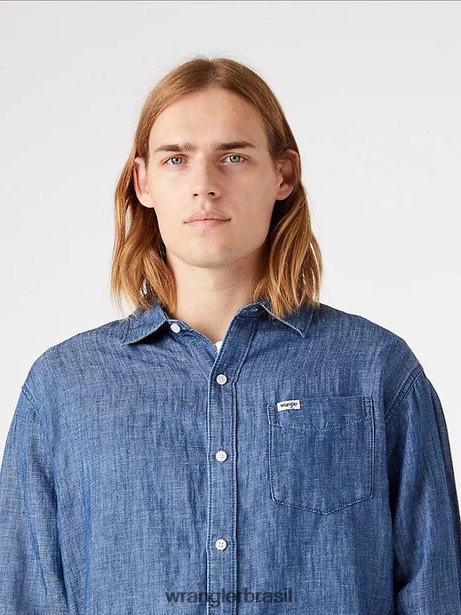 Wrangler camisa xadrez ecológica de manga curta para acampamento cidade ametista (112336166) homens roupas 00LN6N397