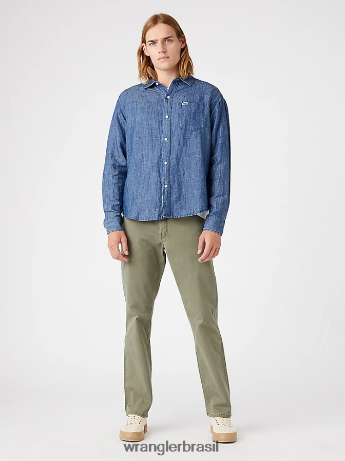Wrangler camisa xadrez ecológica de manga curta para acampamento cidade ametista (112336166) homens roupas 00LN6N397