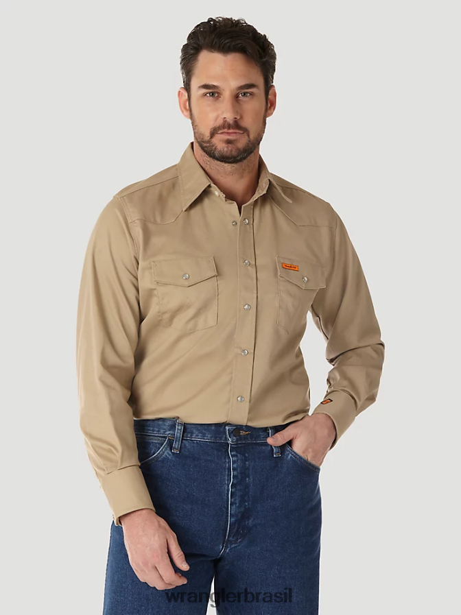 Wrangler camisa xadrez ocidental de manga comprida resistente a chamas fr marinho/preto (fr123bl) homens roupas 00LN6N500