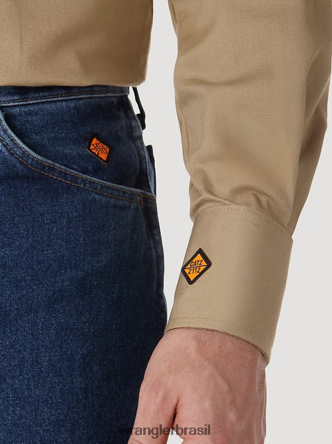 Wrangler camisa xadrez ocidental de manga comprida resistente a chamas fr marinho/preto (fr123bl) homens roupas 00LN6N500