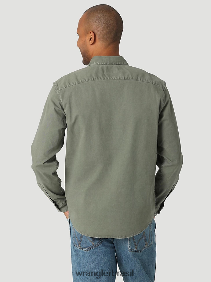 Wrangler camisa épica de sarja elástica macia abeto (112322905) homens roupas 00LN6N331