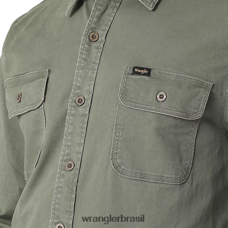 Wrangler camisa épica de sarja elástica macia abeto (112322905) homens roupas 00LN6N331