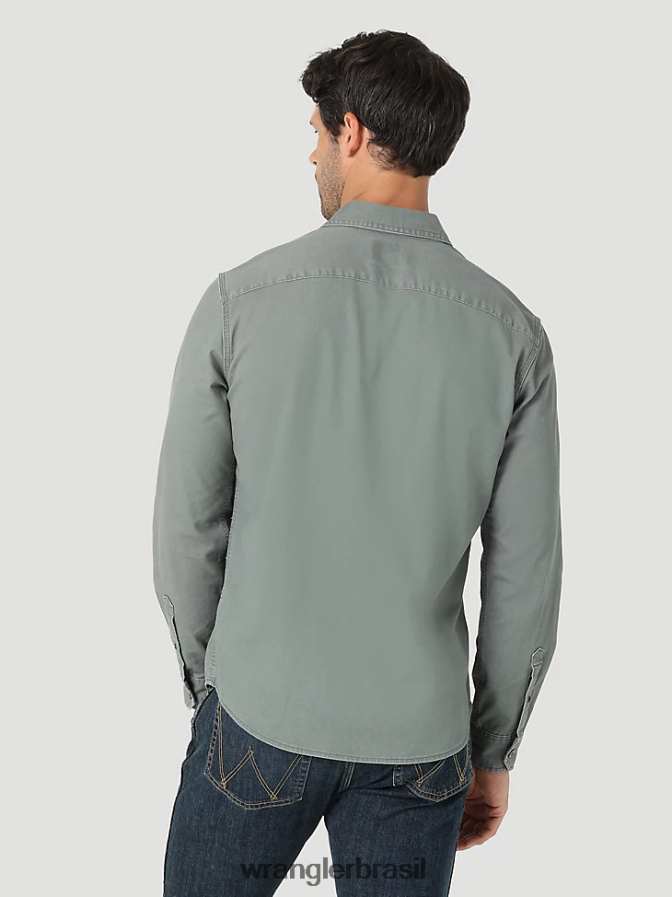 Wrangler camisa épica de sarja elástica macia metal de canhão (112322904) homens roupas 00LN6N332