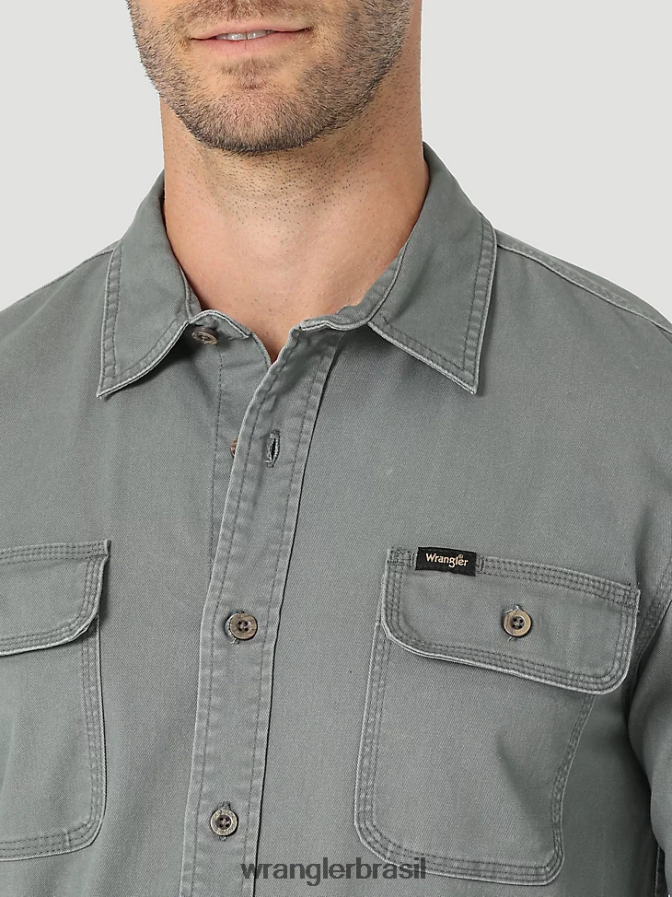 Wrangler camisa épica de sarja elástica macia metal de canhão (112322904) homens roupas 00LN6N332