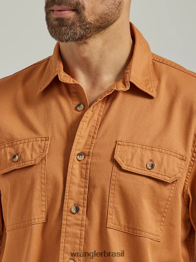Wrangler camisa épica de sarja soft flex avelã (112330921) homens roupas 00LN6N355
