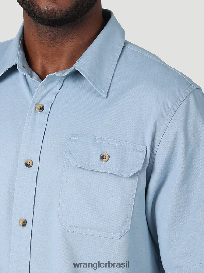 Wrangler camisa épica de sarja soft flex azul desbotado (112315227) homens roupas 00LN6N361