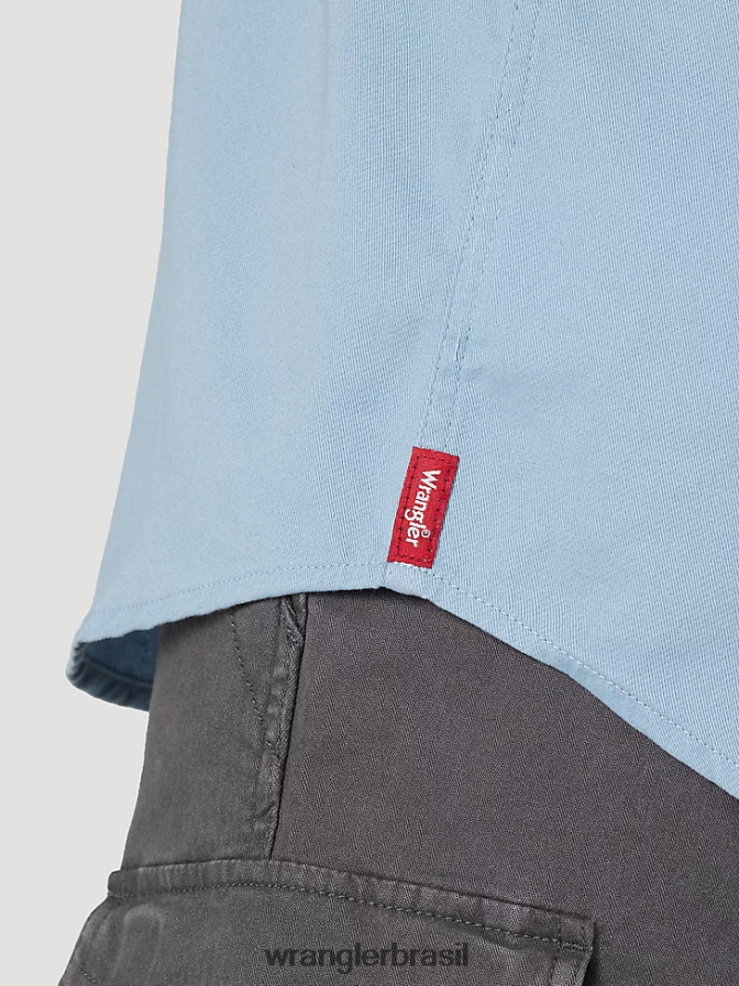 Wrangler camisa épica de sarja soft flex azul desbotado (112315227) homens roupas 00LN6N361