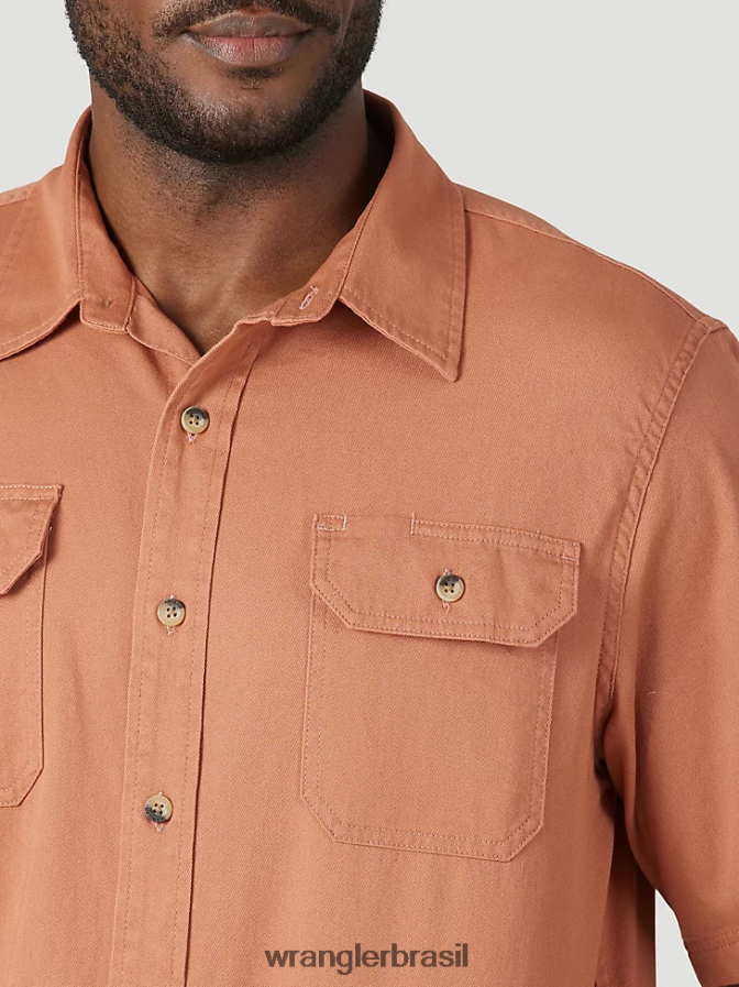 Wrangler camisa épica de sarja soft flex marrom cobre (112315228) homens roupas 00LN6N362