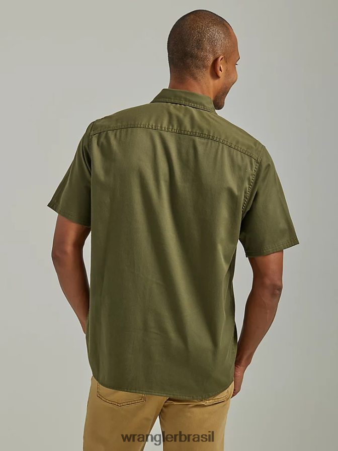 Wrangler camisa épica de sarja soft flex noite azeitona (112330684) homens roupas 00LN6N357