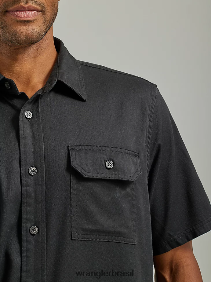 Wrangler camisa épica de sarja soft flex preto azeviche (112330682) homens roupas 00LN6N364