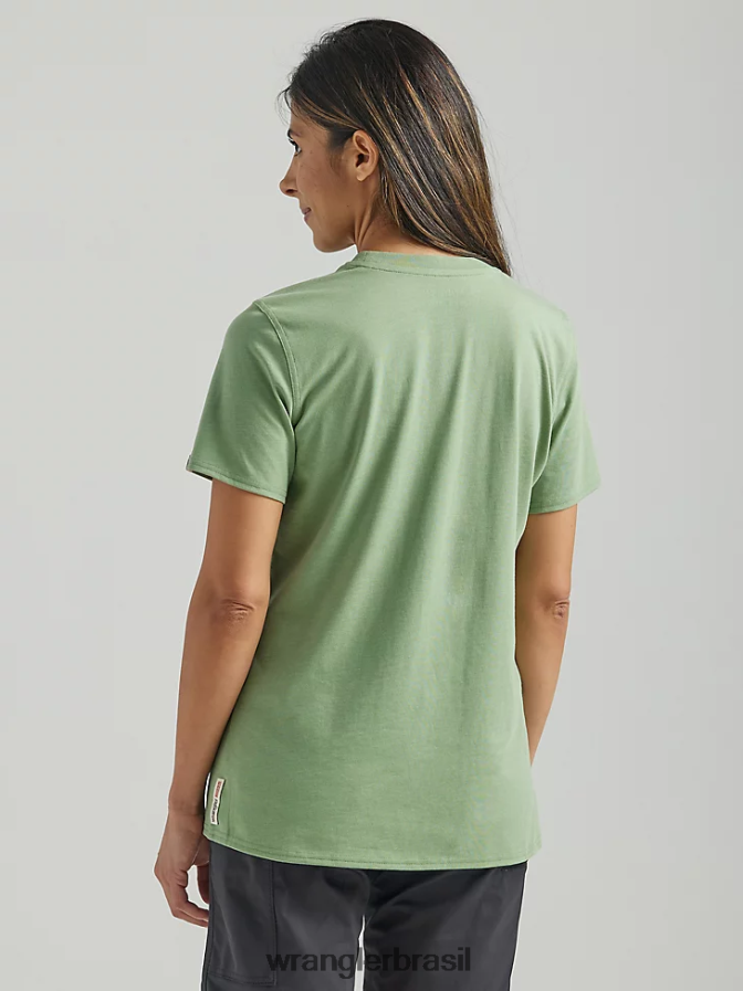 Wrangler camiseta de desempenho de manga curta riggs workwear geada de loden (112325412) mulheres roupas 00LN6N878