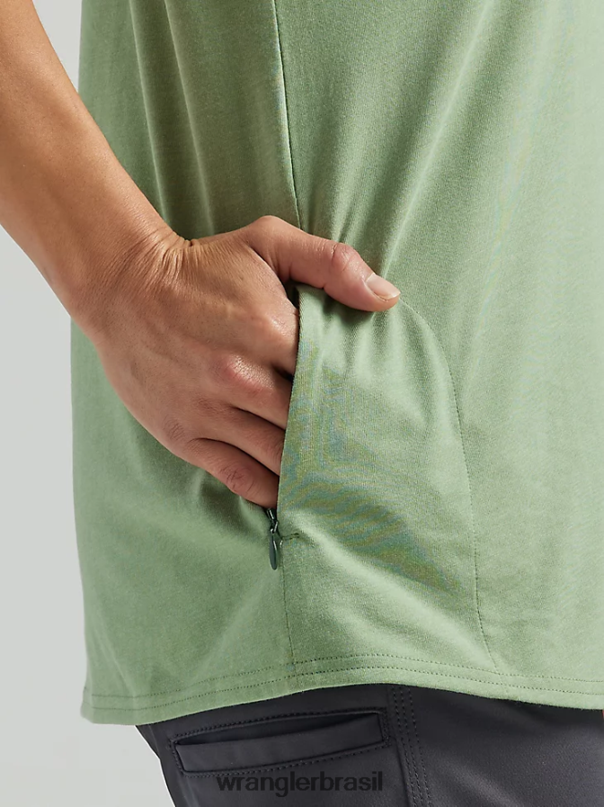 Wrangler camiseta de desempenho de manga curta riggs workwear geada de loden (112325412) mulheres roupas 00LN6N878