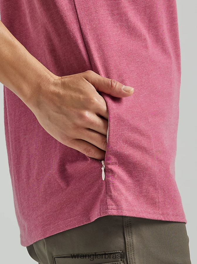 Wrangler camiseta de desempenho de manga curta riggs workwear rosa seca (112325043) mulheres roupas 00LN6N879