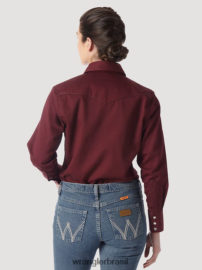 Wrangler fr manga longa resistente a chamas sólida Borgonha (frlw04r) mulheres roupas 00LN6N895
