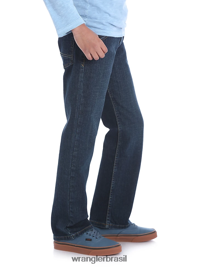 Wrangler jeans clássico de ajuste reto cinco estrelas (husky) luar azul (5schwm2) Rapazes roupas 00LN6N972