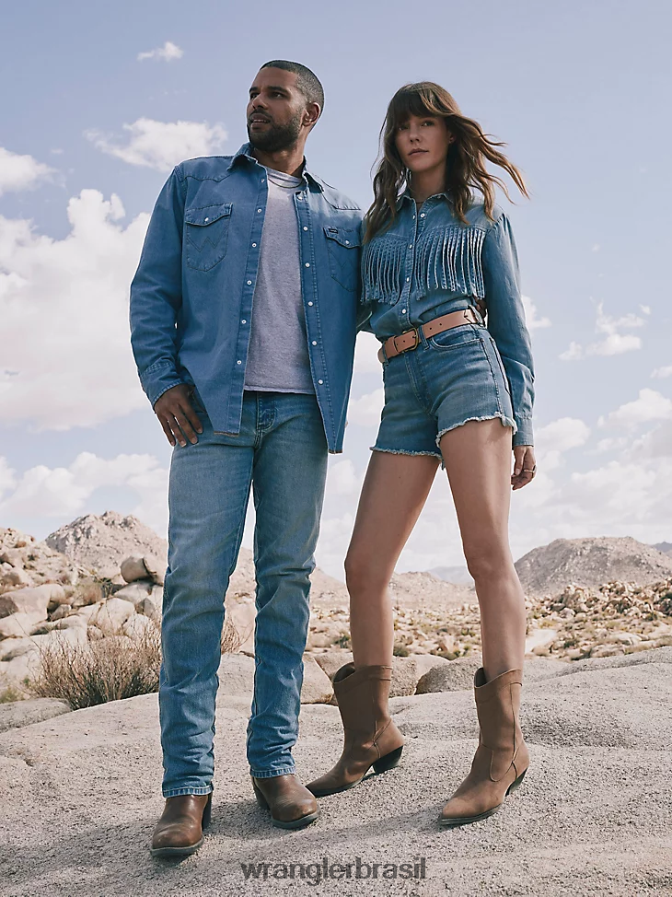 Wrangler retrabalhado curto pedra leve (wbrwsls) mulheres roupas 00LN6N822