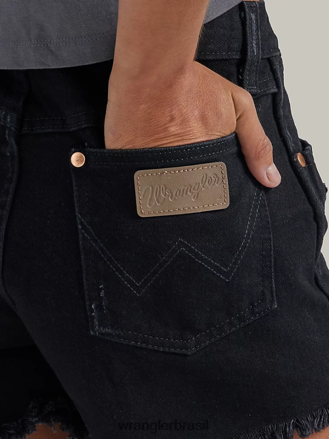 Wrangler retrabalhado curto sombra preta (wbs05bk) mulheres roupas 00LN6N824