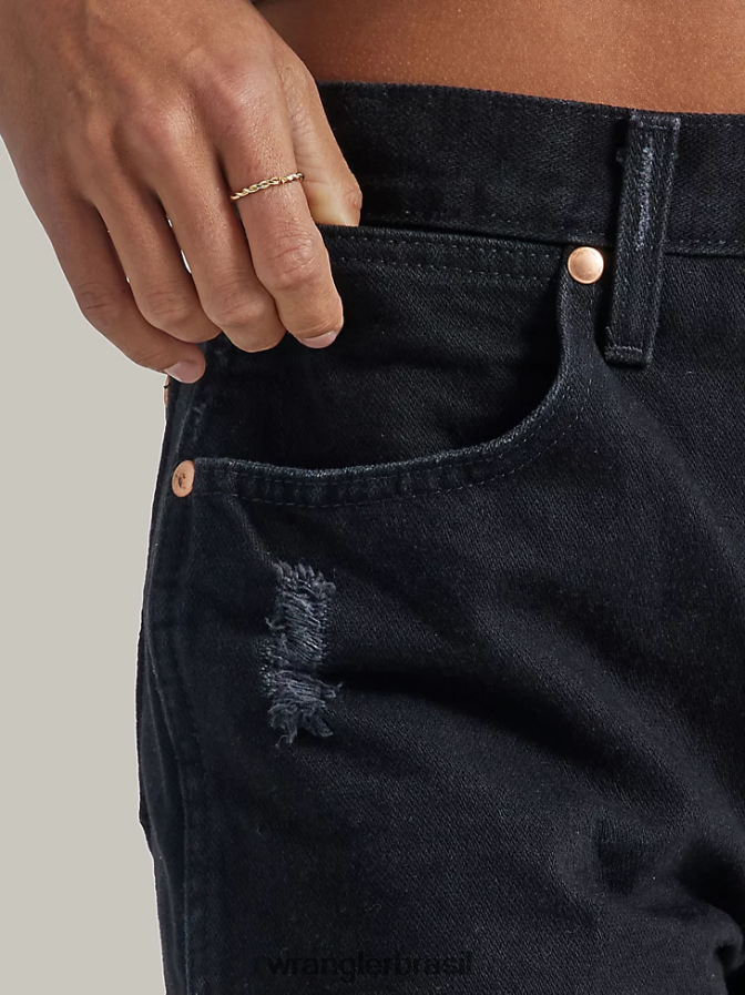 Wrangler retrabalhado curto sombra preta (wbs05bk) mulheres roupas 00LN6N824