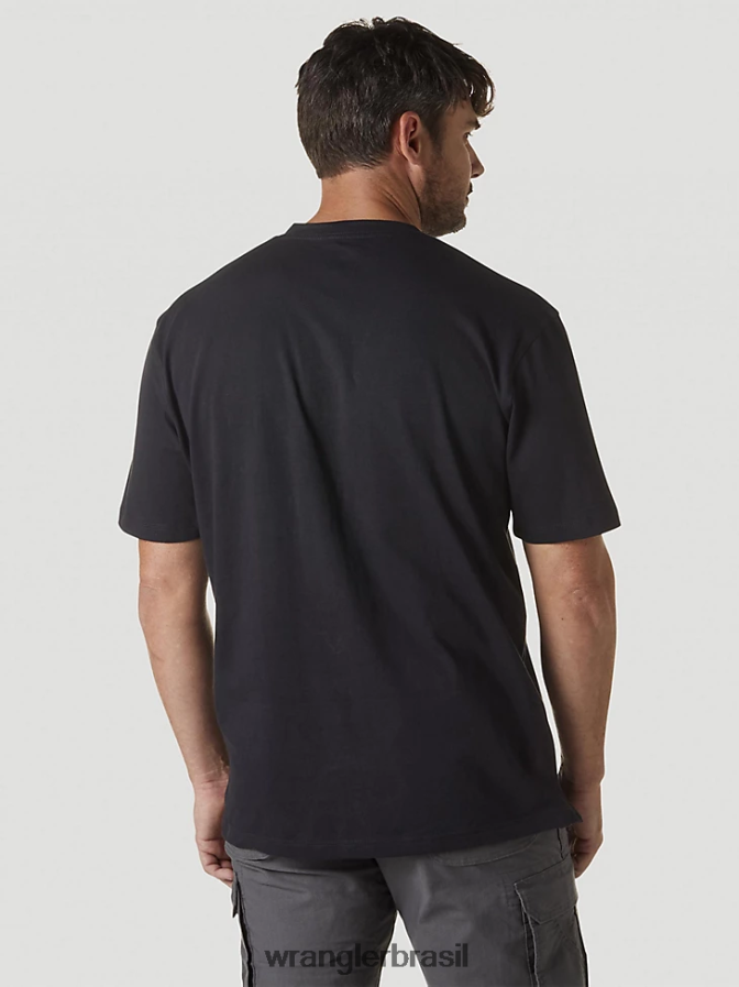 Wrangler riggs roupa de trabalho manga curta henley marinha (3w760nv) homens roupas 00LN6N273