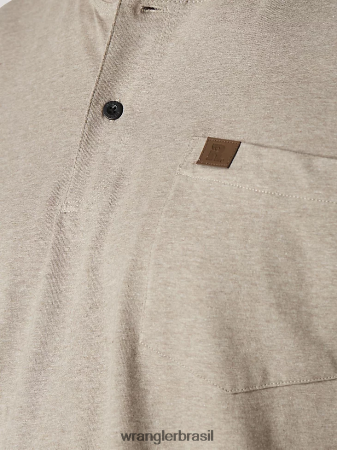 Wrangler riggs roupa de trabalho manga curta henley urze de aveia (3w760oh) homens roupas 00LN6N272