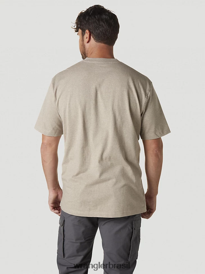 Wrangler riggs roupa de trabalho manga curta henley urze de aveia (3w760oh) homens roupas 00LN6N272
