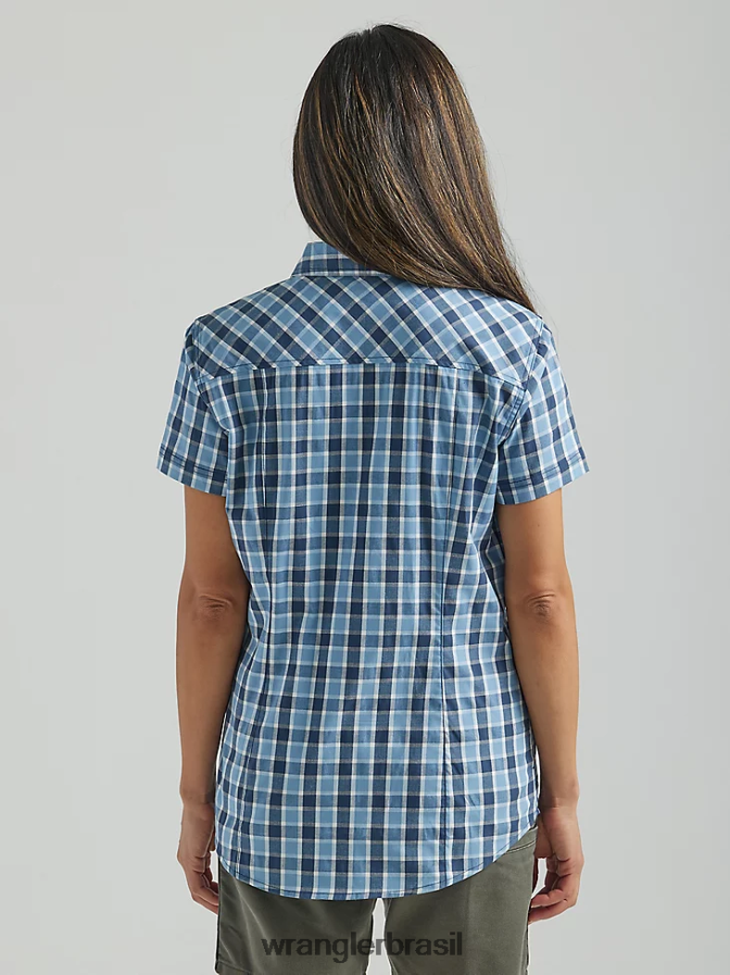 Wrangler riggs workwear camisa de manga curta Foreman com botões azul profundo (112325690) mulheres roupas 00LN6N907