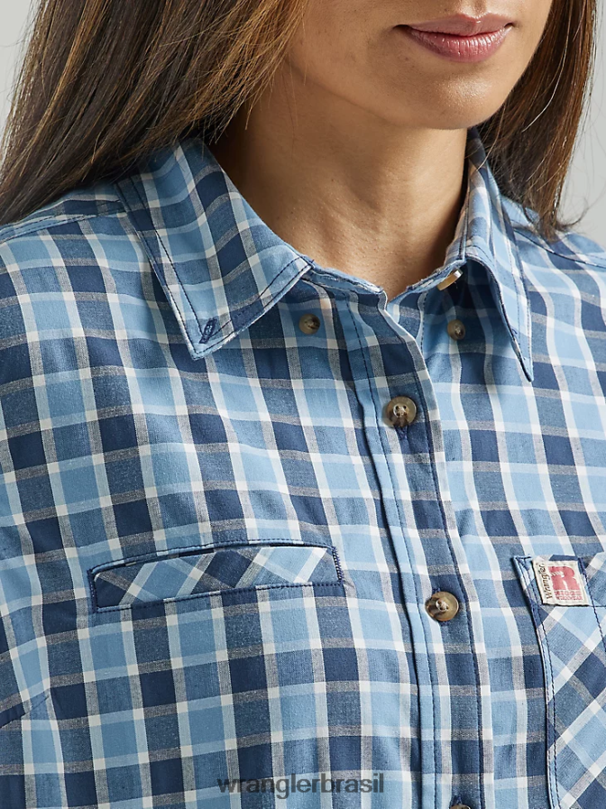 Wrangler riggs workwear camisa de manga curta Foreman com botões azul profundo (112325690) mulheres roupas 00LN6N907