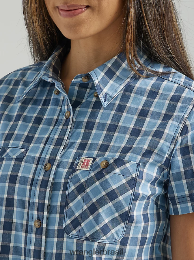 Wrangler riggs workwear camisa de manga curta Foreman com botões azul profundo (112325690) mulheres roupas 00LN6N907