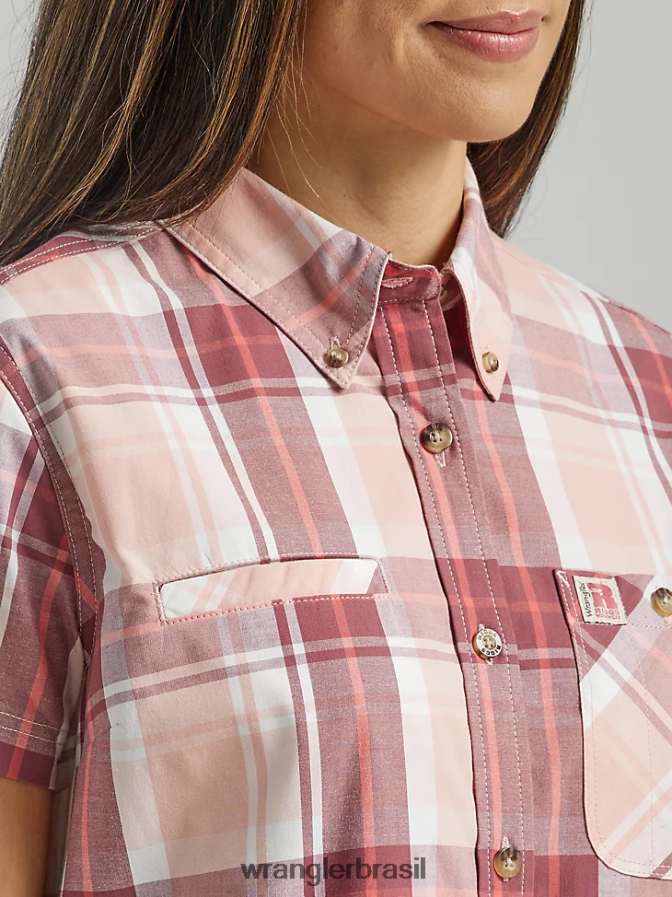 Wrangler riggs workwear camisa de manga curta Foreman com botões baga rosa (112325691) mulheres roupas 00LN6N906