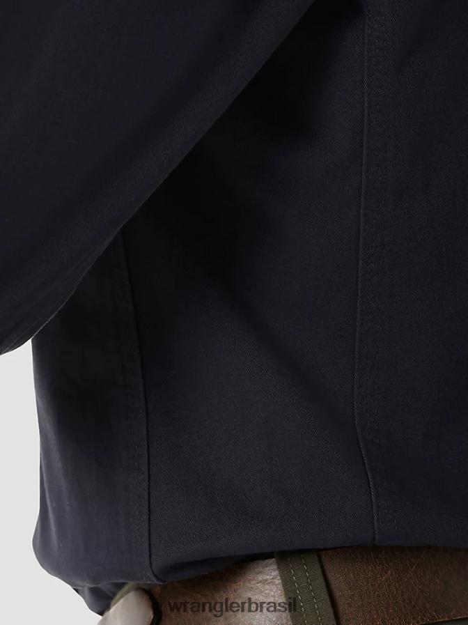 Wrangler riggs workwear camisa de trabalho de sarja sólida de manga comprida com botões marinha (3w501nv) homens roupas 00LN6N350