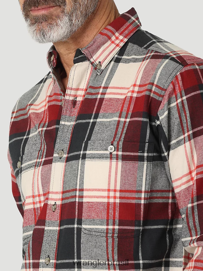 Wrangler riggs workwear camisa de trabalho de sarja sólida de manga comprida com botões verde floresta (3w501fg) homens roupas 00LN6N349