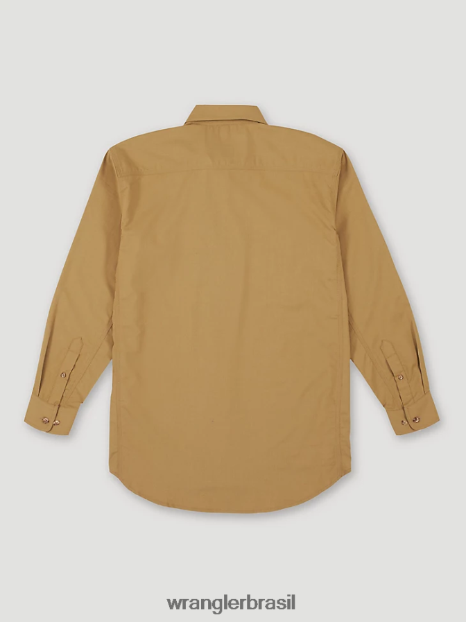 Wrangler riggs workwear fr camisa de trabalho sólida em sarja resistente a chamas cáqui (fr3w01k) homens roupas 00LN6N403