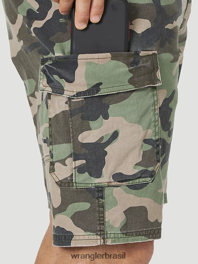 Wrangler short cargo cargo flex sarja camuflagem da selva (gwsnsgm) homens roupas 00LN6N547