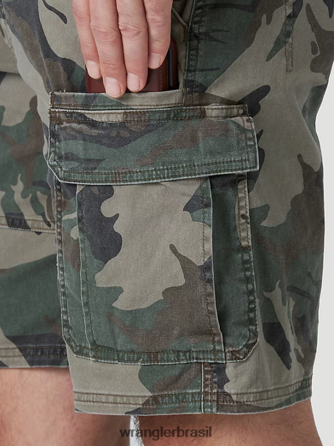 Wrangler short cargo stretch autêntico camuflagem verde (10zm6acgb) homens roupas 00LN6N561