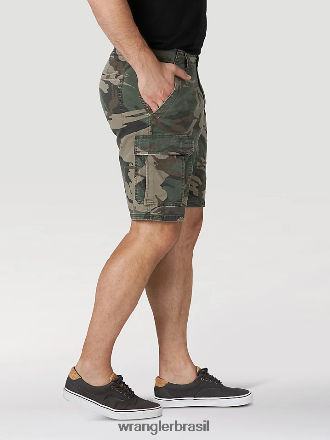 Wrangler short cargo stretch autêntico camuflagem verde (10zm6acgb) homens roupas 00LN6N561