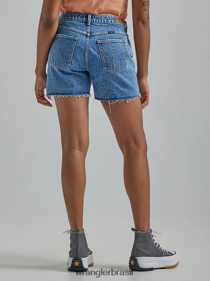 Wrangler short cintura alta no meio da coxa topázio (112333477) mulheres roupas 00LN6N827