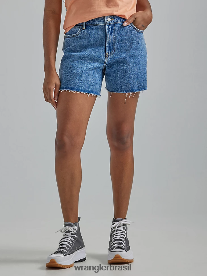 Wrangler short cintura alta no meio da coxa topázio (112333477) mulheres roupas 00LN6N827