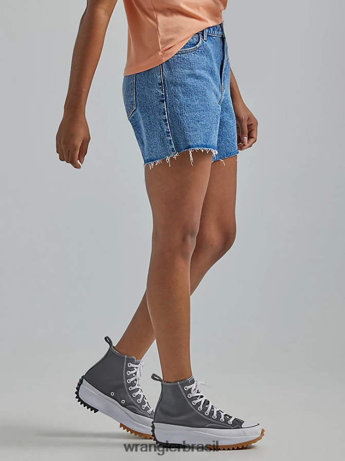 Wrangler short cintura alta no meio da coxa topázio (112333477) mulheres roupas 00LN6N827