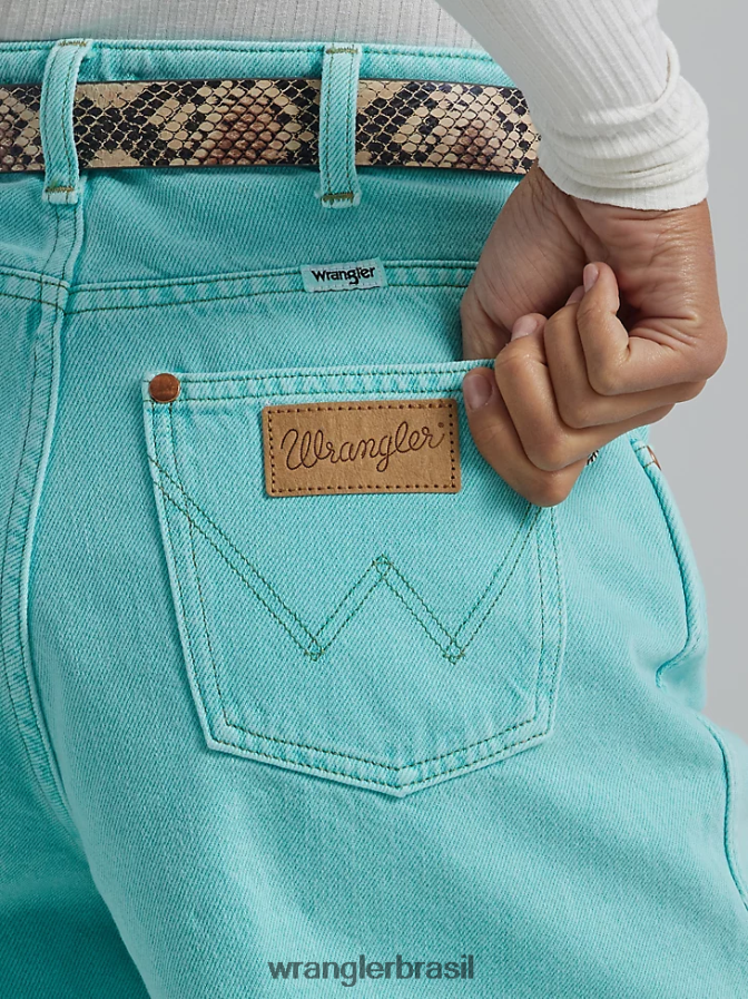 Wrangler short de corte de linha a de cintura alta aquário (112334596) mulheres roupas 00LN6N842